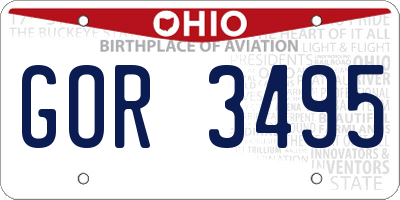 OH license plate GOR3495