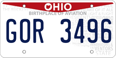 OH license plate GOR3496