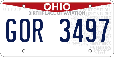 OH license plate GOR3497