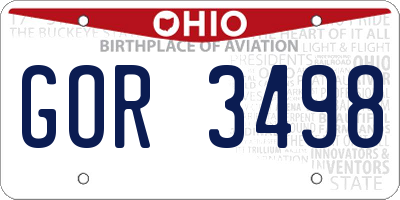OH license plate GOR3498