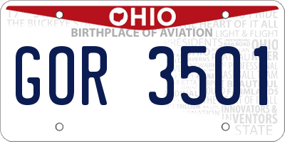 OH license plate GOR3501