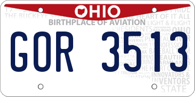 OH license plate GOR3513