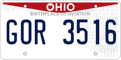 OH license plate GOR3516