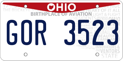 OH license plate GOR3523