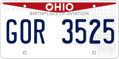 OH license plate GOR3525