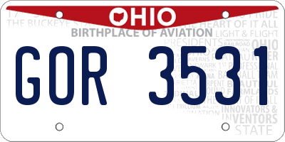 OH license plate GOR3531