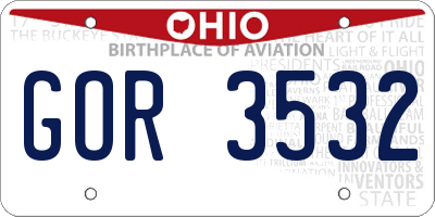 OH license plate GOR3532