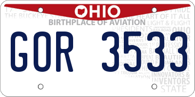 OH license plate GOR3533