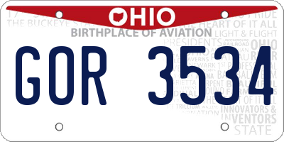 OH license plate GOR3534