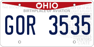OH license plate GOR3535