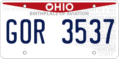 OH license plate GOR3537
