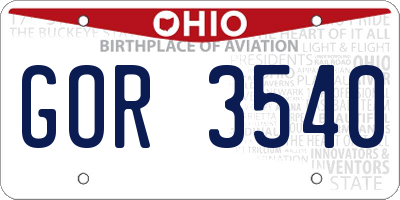 OH license plate GOR3540