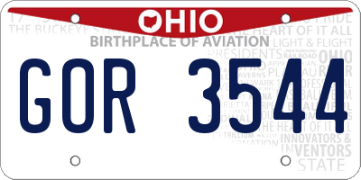 OH license plate GOR3544