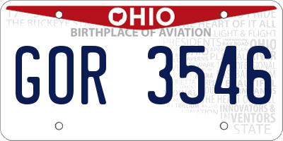 OH license plate GOR3546
