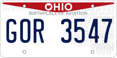 OH license plate GOR3547