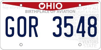 OH license plate GOR3548