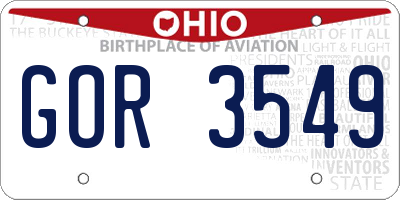 OH license plate GOR3549