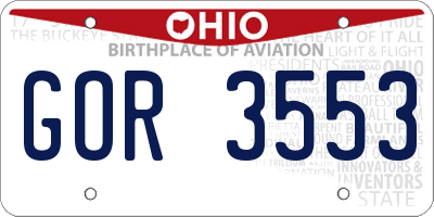 OH license plate GOR3553