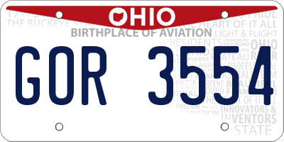 OH license plate GOR3554