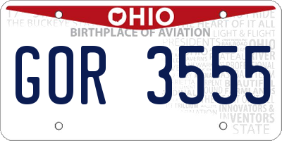 OH license plate GOR3555