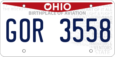 OH license plate GOR3558