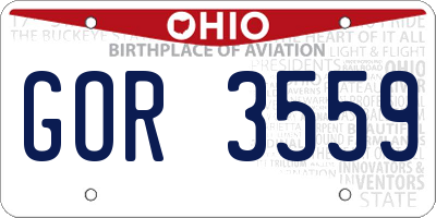OH license plate GOR3559