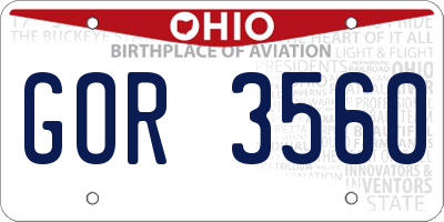OH license plate GOR3560