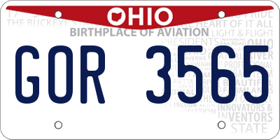 OH license plate GOR3565
