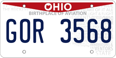 OH license plate GOR3568