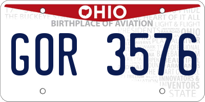 OH license plate GOR3576