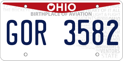 OH license plate GOR3582