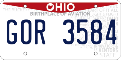 OH license plate GOR3584