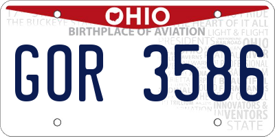 OH license plate GOR3586