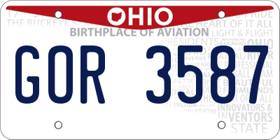 OH license plate GOR3587