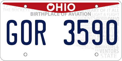 OH license plate GOR3590