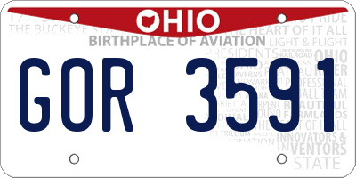 OH license plate GOR3591