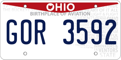OH license plate GOR3592