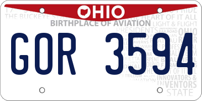 OH license plate GOR3594