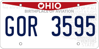 OH license plate GOR3595