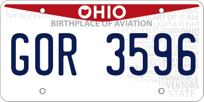 OH license plate GOR3596