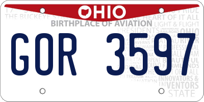 OH license plate GOR3597