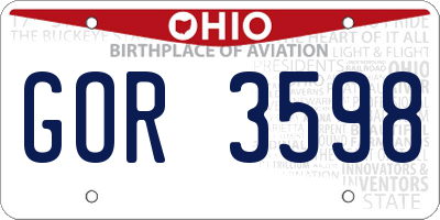 OH license plate GOR3598