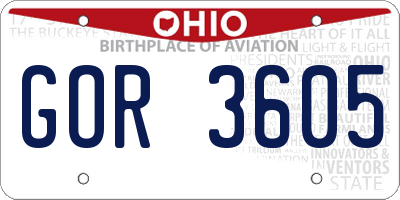 OH license plate GOR3605