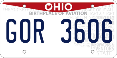 OH license plate GOR3606