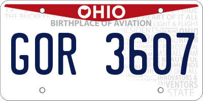 OH license plate GOR3607