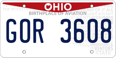 OH license plate GOR3608