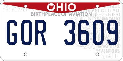OH license plate GOR3609