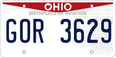 OH license plate GOR3629