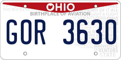 OH license plate GOR3630