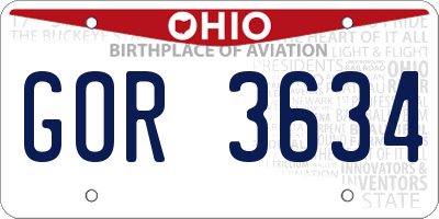 OH license plate GOR3634